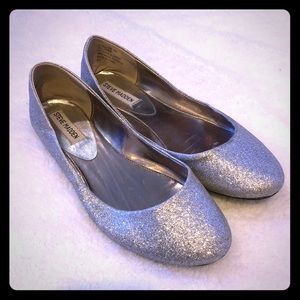Steve Madden Silver Sparkle Flats